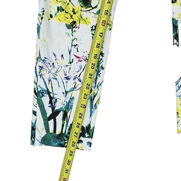 Krazy Larry Made/USA Pants white/Multicolor Leaves Print Stretch Pull On 2 NWOT - Picture 9 of 11